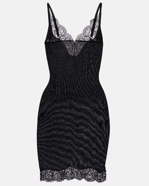 Saint Laurent Slipdress Aus Seiden-Jersey Mit Spitze - Schwarz