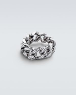 SHAY Flat Link 18Kt Ring With Diamonds - White