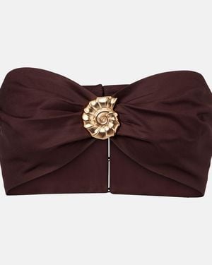 Adriana Degreas Embellished Cotton-Blend Bandeau Top - Red