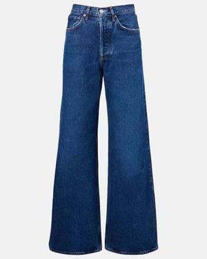 Agolde Dame Jean No Cuff High-Rise Wide-Leg Jeans - Blue