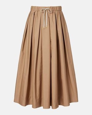 Max Mara Pineta Pleated Cotton Poplin Midi Skirt - Brown