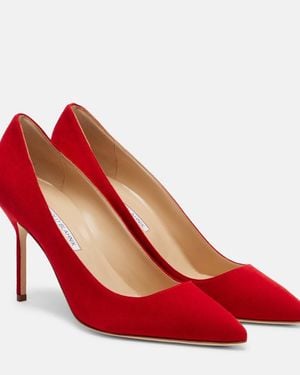 Manolo Blahnik Bb 90 Suede Pumps - Red
