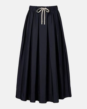 Max Mara Pineta Pleated Cotton Midi Skirt - Blue
