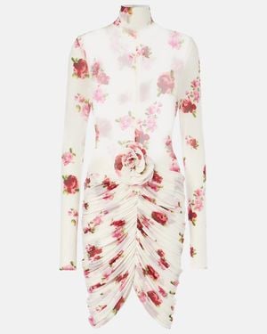 Magda Butrym Floral-Applique Sheer Jersey Minidress - Pink