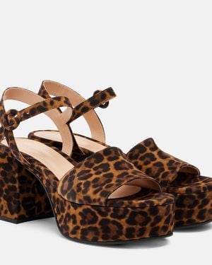 Gianvito Rossi 35 Leopard-Print Leather Platform Sandals - Brown
