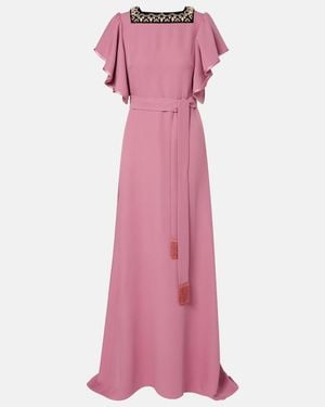 Valentino Cady Couture Embellished Belted Gown - Pink