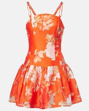 LEO LIN Lorena Floral Ruffled Minidress - Orange