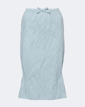 ShuShu/Tong Bow-Detail Cotton-Blend Midi Skirt - Blue
