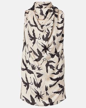 Altuzarra Sleary Draped Printed Silk Top - White