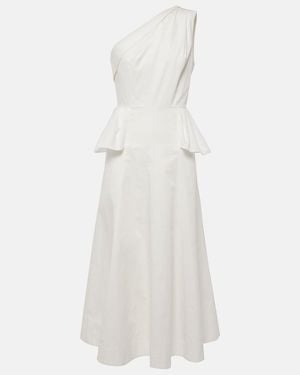 Roland Mouret One-Shoulder Cotton Poplin Midi Dress - White