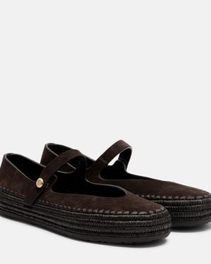 Loewe Paula's Ibiza Mary-Jane-Ballerinas Rio Aus Veloursleder - Schwarz