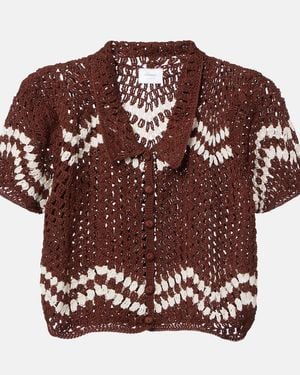 Anna Kosturova Crochet Cropped Cotton Top - Brown