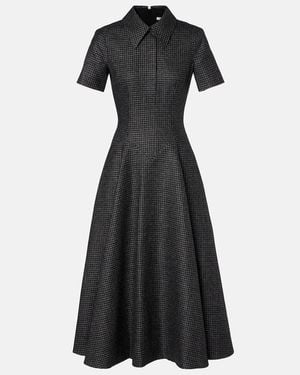 Emilia Wickstead Jody Houndstooth Wool-Blend Midi Dress - Black