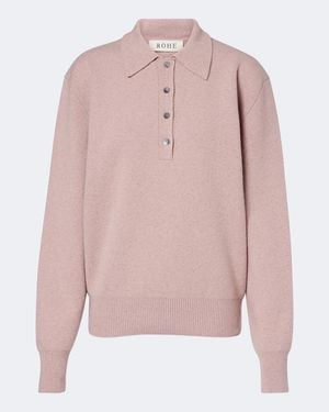 Rohe Knitted Wool-Blend Polo Jumper - Pink