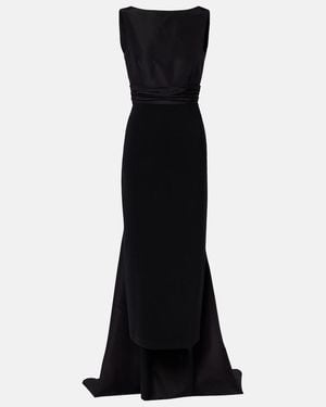 Carolina Herrera Bow-Detail Satin-Trimmed Faille Gown - Black