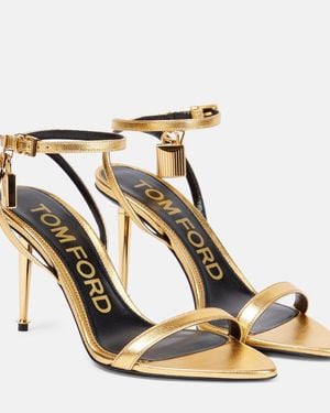 Tom Ford Padlock Metallic Leather Sandals