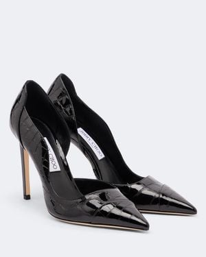 Jimmy Choo Brigitte Croc-Effect Patent Leather Pumps - Black