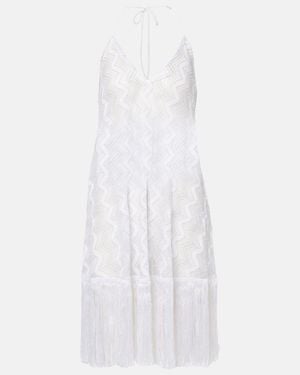 Missoni Zigzag Fringed Lame Beach Dress - White
