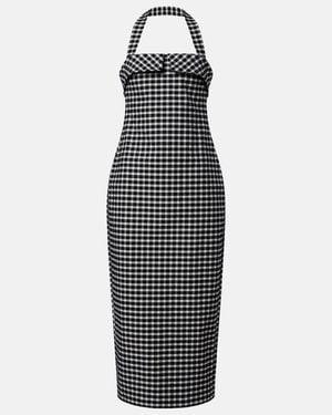 Posse Chiara Gingham Cotton-Blend Midi Dress - Black