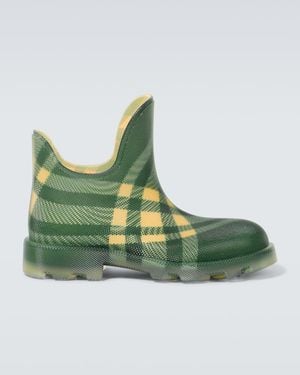 Burberry Checked Rubber Ankle Boots - Green
