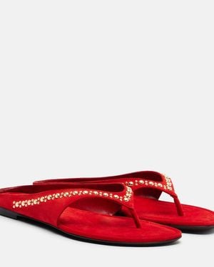 Herbert Levine Sunkissed Studded Suede Thong Sandals - Red