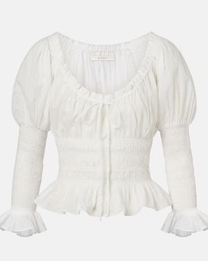 Doen Baptisia Shirred Cotton Voile Top - White