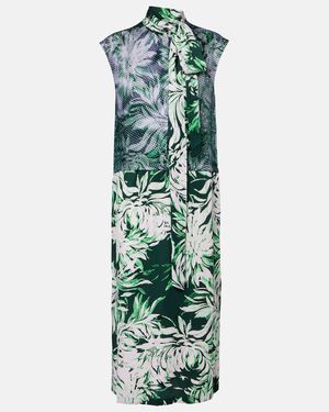 Dries Van Noten Printed Tie-Neck Midi Dress - Green