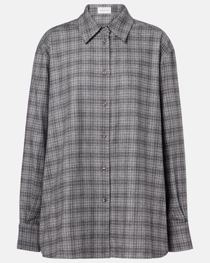 Magda Butrym Checked Wool And Cashmere Shirt - Grey