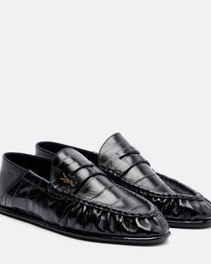 Saint Laurent Eel Leather Penny Loafers - Black