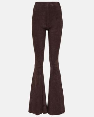 Stouls Cherilyn High-Rise Suede Flared Trousers - Brown