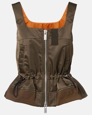 Sacai Technical Zip-Up Tank Top - Brown