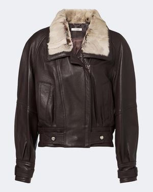 JACQUES WEI Lederjacke Mit Shearling - Schwarz