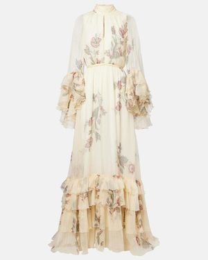 Etro Floral Silk Crepon Gown - Natural