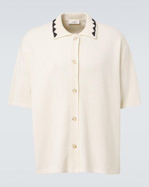 Commas Embroidered Crochet Cotton-Blend Top - Natural