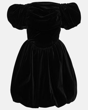 Simone Rocha Off-Shoulder Velvet Mini Dress - Black