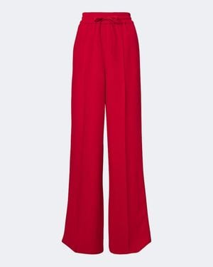 Valentino Cady Couture Wide-Leg Silk Trousers - Red