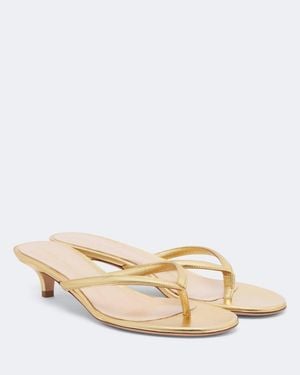 Gianvito Rossi Calypso Metallic Leather Thong Sandals - Natural
