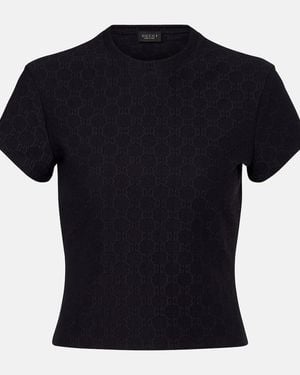 Gucci T-Shirt Gg Aus Jacquard - Schwarz