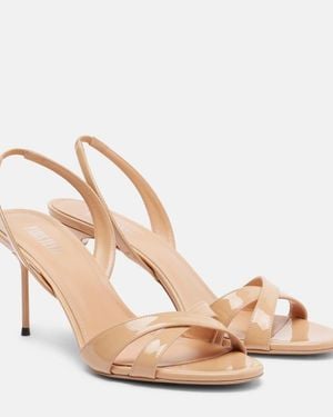 Paris Texas Lidia Patent Leather Slingback Sandals - Natural