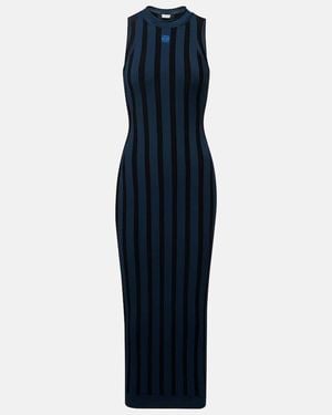 Loewe Maxikleid Anagram Aus Rippstrick - Blau