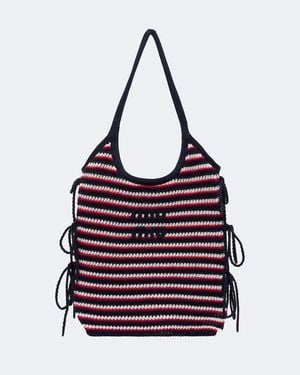 Miu Miu Ivy Crochet Striped Shopper - Purple