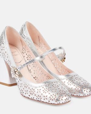 Roger Vivier Tres Vivier Metallic Leather Mary Jane Pumps