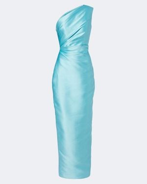 Solace London One-Shoulder Robe Kira Aus Satin - Blau