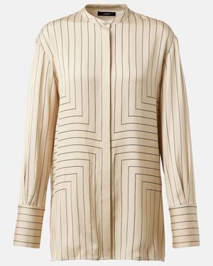 JOSEPH Athena Striped Silk-Blend Shirt - Natural