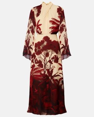 Johanna Ortiz Printed Silk Maxi Dress - Red