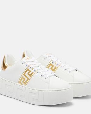 Versace Greca Embroidered Sneakers - White
