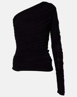 Agolde Top Asimmetrico Annette Con Ruches - Nero