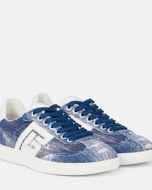 Balmain Swan Denim Trainers - Blue