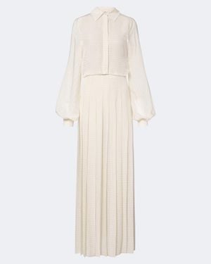 Fendi Vestido Largo De Crepe De Seda Plisado - Blanco
