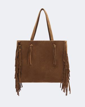Nili Lotan Joni Fringed Suede Tote Bag - Brown